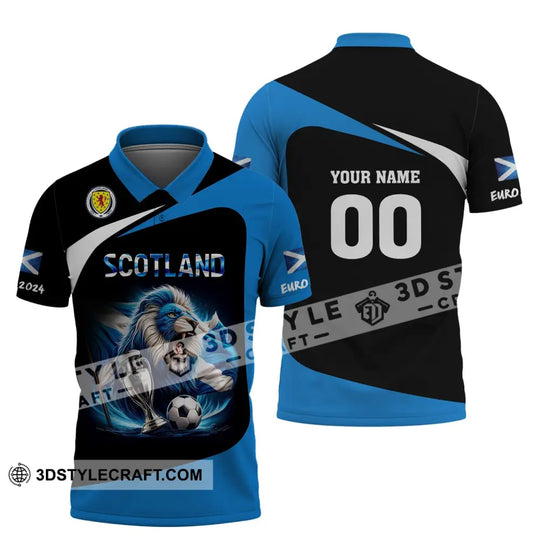 Unisex Shirt, Custom Name and Number Scotland Football Euro 2024 Shirt, Scotland Football Polo Long Sleeve style option 4