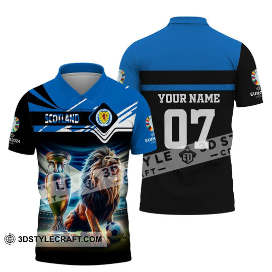Unisex Shirt, Custom Name and Number Scotland Football Shirt, Euro 2024 Shirt, Scotland Football Polo Long Sleeve style option 4