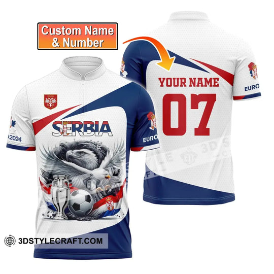 Unisex Shirt, Custom Name and Number Serbia Football Polo Shirt, Euro 2024 Serbia Football Hoodie Long Sleeve style option 1