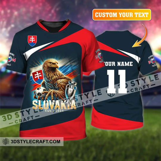 Unisex Shirt, Custom Name and Number Slovakia Euro 2024 Football Shirt, Slovakia UEFA Polo Long Sleeve Shirt style option 1