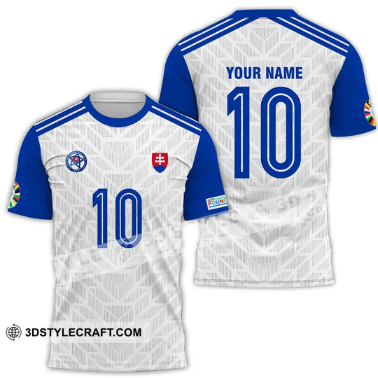Unisex Shirt - Custom Name And Number Shirt, Slovakia National Team White And Blue Euro 2024 style option 2