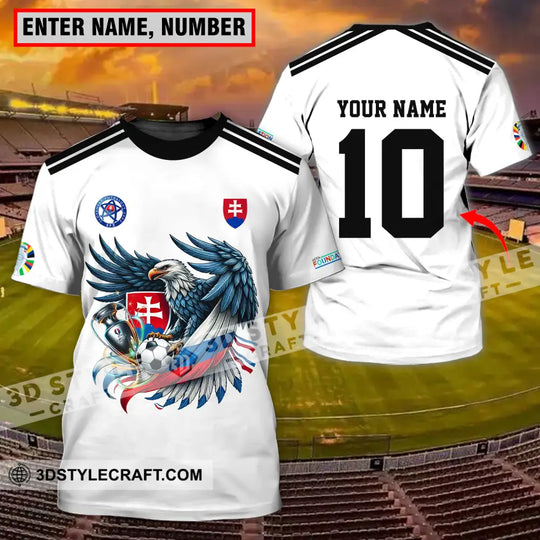 Unisex Shirt - Custom Name And Number Shirt, Slovakia National Team White Euro 2024 style option 1