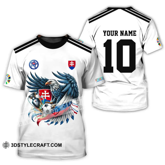 Unisex Shirt - Custom Name And Number Shirt, Slovakia National Team White Euro 2024 style option 2
