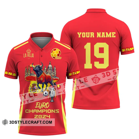 Unisex Shirt, Custom Name and Number Spain Football Shirt, Euro 2024 Shirt, La Roja 1989 Shirt, Spain Football Polo Long Sleeve style option 4