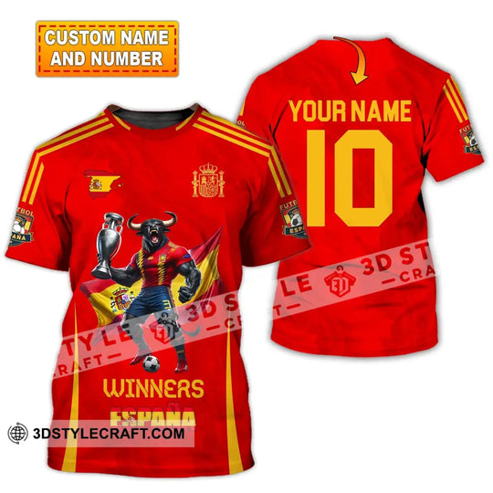 Unisex Shirt, Custom Name and Number Spain Football Polo Shirt, Euro 2024 Spain Football Hoodie Long Sleeve Shirt style option 1