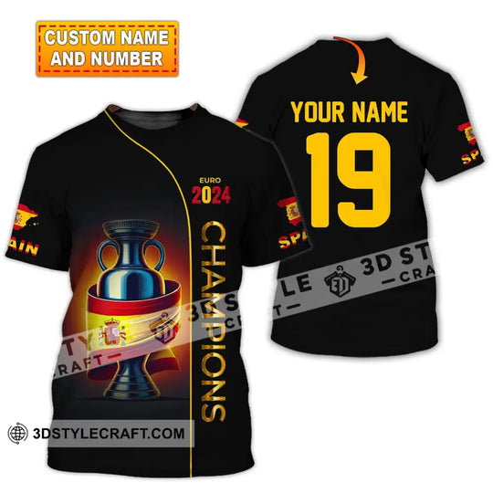 Unisex Shirt, Custom Name and Number Spain Football Polo Shirt, Euro 2024 Spain Football Hoodie Long Sleeve Shirt style option 1