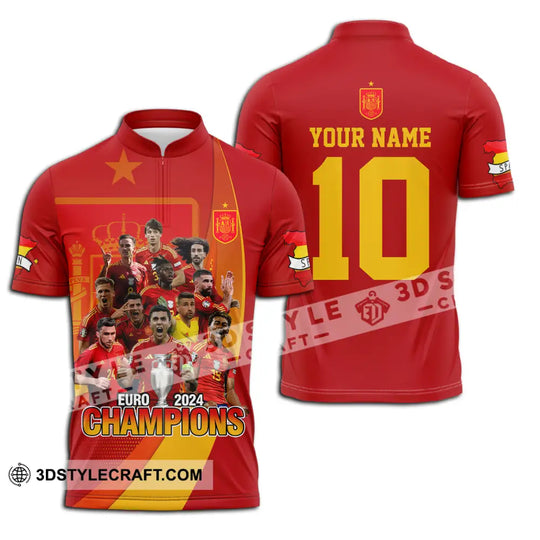 Unisex Shirt - Custom Name And Number Sport Shirt, Euro 2024 Champion Spain style option 2