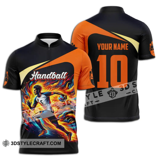 Unisex Shirt - Custom Name And Number Sport Shirt, Orange Handball style option 2