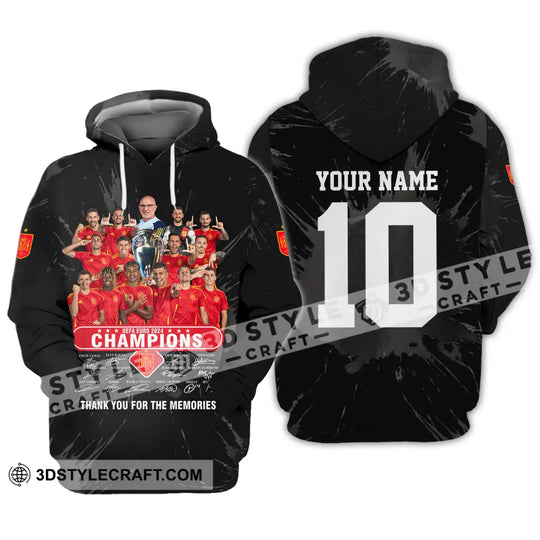 Unisex Shirt - Custom Name And Number Sport Shirt, Spain Euro 2024 Champion Signature style option 3