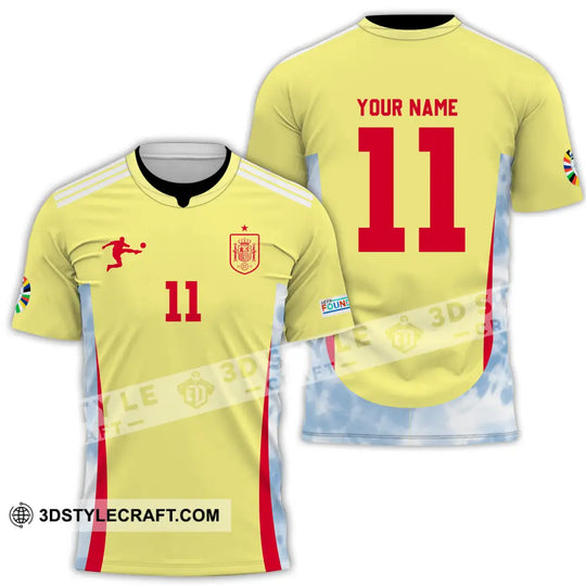 Unisex Shirt - Custom Name And Number Sport Shirt, Spain Team style option 2