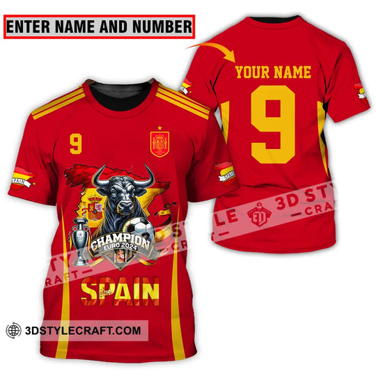 Unisex Shirt - Custom Name And Number Sport Shirt, Spain The Champion style option 1