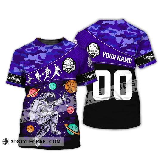 Unisex Shirt - Custom Name and Number T-Shirt - Basketball Astronaut - Basketball Universe style option 4