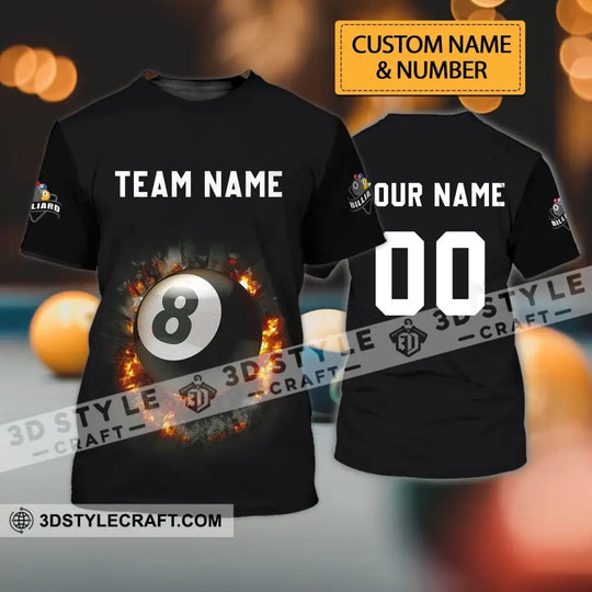 Unisex Shirt - Custom Name and Number T-Shirt - Personalized Billiards Ball Shirt - Billiards Clothing style option 1