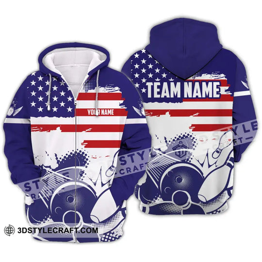 Unisex Shirt - Custom Name And Team Name Shirt, America Bowling Lover style option 2