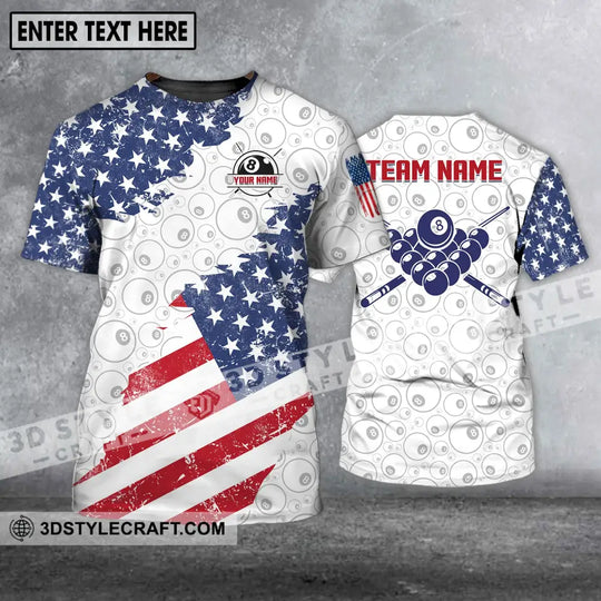 Unisex Shirt - Custom Name And Team Name Shirt, America Flag Billiard Balls Shirt style option 2