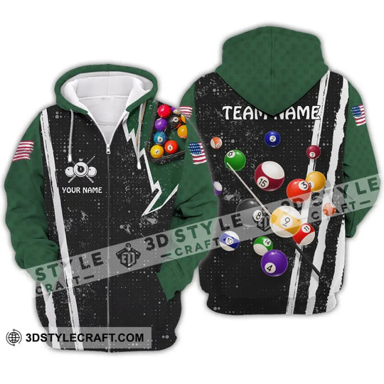 Unisex Shirt - Custom Name And Team Name Shirt - American Billiard Lover Black And Green style option 4