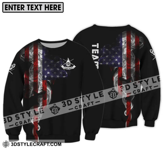 Unisex Shirt - Custom Name And Team Name Billiard Shirt, America Flag Billiard Shirt style option 4