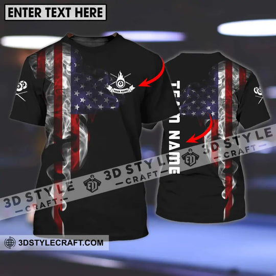 Unisex Shirt - Custom Name And Team Name Billiard Shirt, America Flag Billiard Shirt style option 1