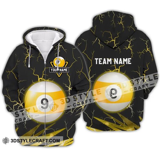 Unisex Shirt - Custom Name And Team Name Shirt - Billiard Ball Number 9 style option 4