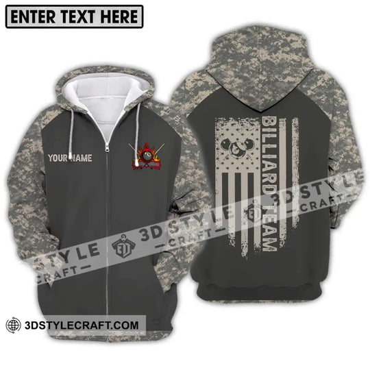 Unisex Shirt - Custom Name And Team Name Billiard Lover Shirt, Billiard Camo style option 2