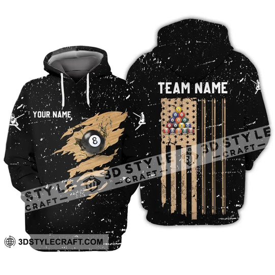 Unisex Shirt - Custom Name And Team Name Shirt - Billiard Lover Wood Texture style option 3