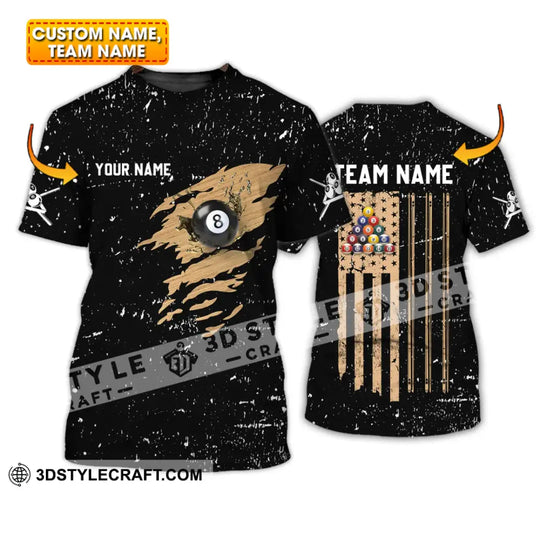 Unisex Shirt - Custom Name And Team Name Shirt - Billiard Lover Wood Texture style option 1