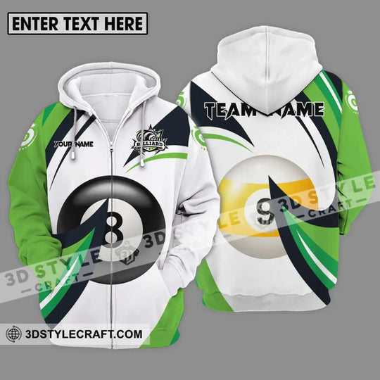 Unisex Shirt - Custom Name And Team Name Billiards Shirt, Green Wave style option 2