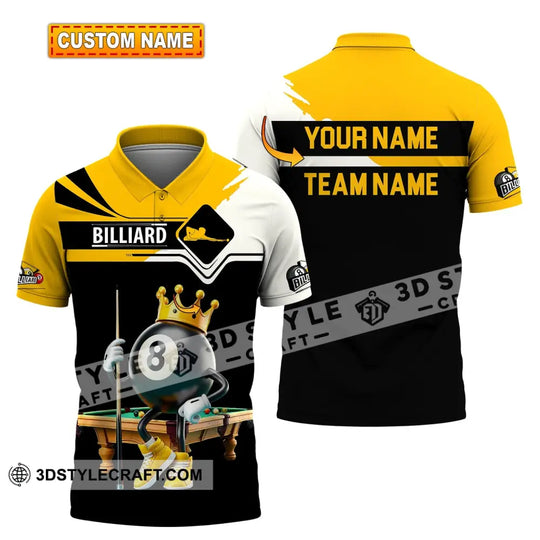 Unisex Shirt, Custom Name and Team Name Billiards Shirt, Billiards Polo Long Sleeve, Billiards Lover, Billiards T-Shirt style option 1