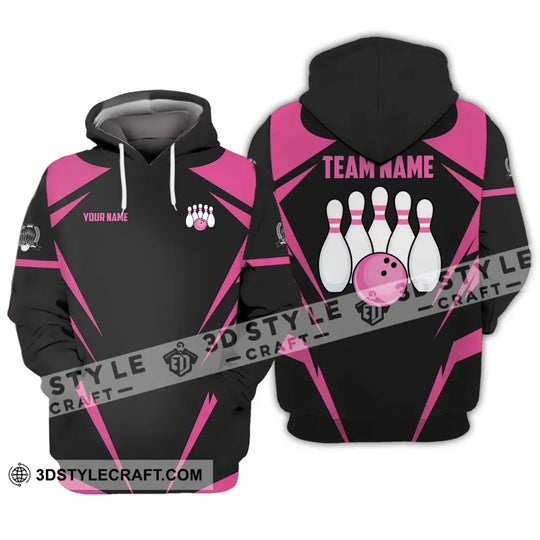 Unisex Shirt - Custom Name And Team Name Shirt, Black Pink Bowling Shirt style option 3