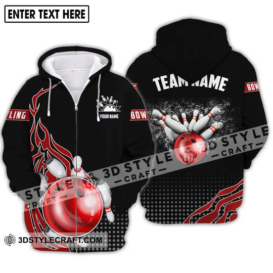Unisex Shirt - Custom Name And Team Name Shirt, Black Red Bowling Lover Shirt style option 2