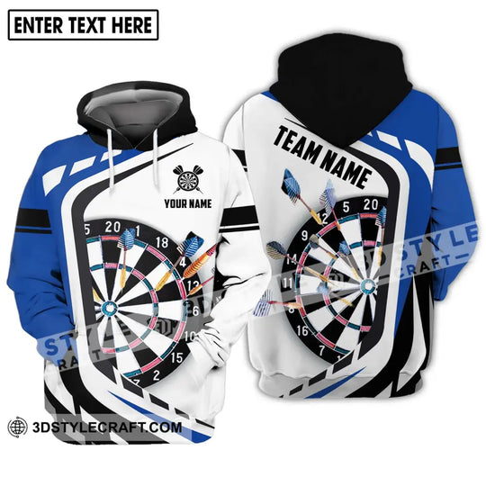 Unisex Shirt - Custom Name And Team Name Shirt, Black White And Blue Color Darts Lover Shirt style option 3