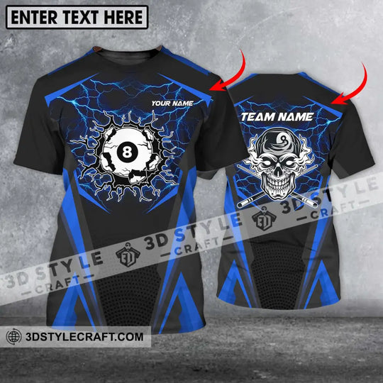 Unisex Shirt - Custom Name And Team Name Shirt, Blue Skull Billiard Ball style option 1