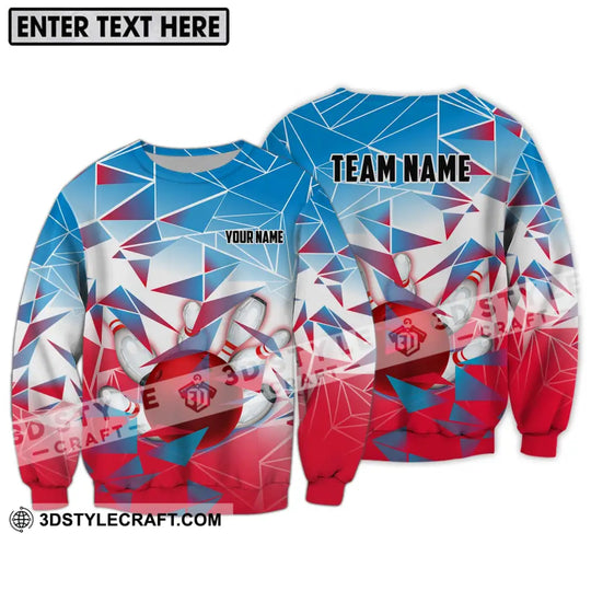 Unisex Shirt - Custom Name And Team Name Shirt, Bowling Ball And Pins Triangular Array style option 4