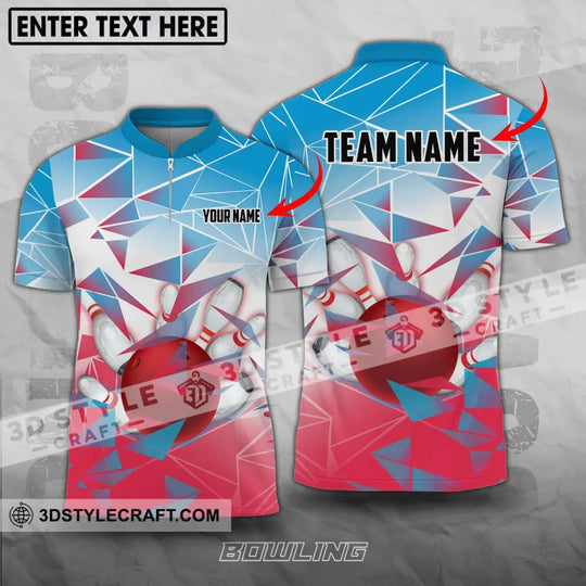 Unisex Shirt - Custom Name And Team Name Shirt, Bowling Ball And Pins Triangular Array style option 1