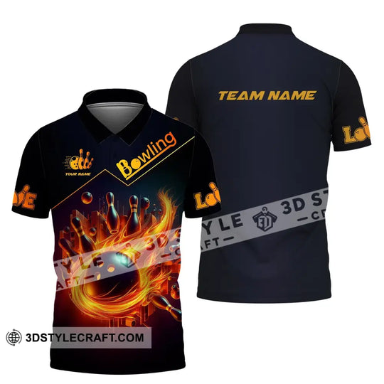 Unisex Shirt, Custom Name and Team Name Bowling Shirt, Bowling Club Polo Shirt style option 4