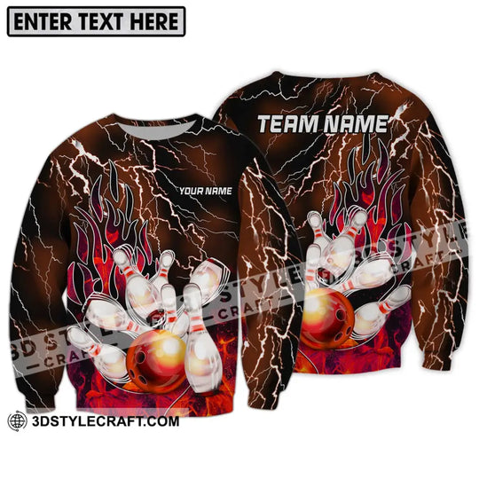 Unisex Shirt - Custom Name And Team Name Shirt, Bowling Fire Ball And Pins Shirt style option 4