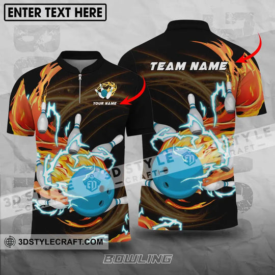 Unisex Shirt - Custom Name And Team Name Bowling Shirt, Fire And Water style option 1