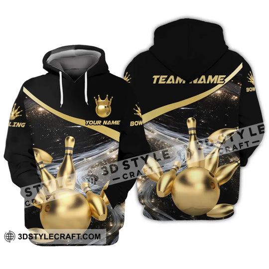 Unisex Shirt - Custom Name And Team Name Bowling Shirt, Gold Pins Gold Ball style option 3