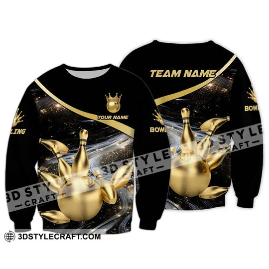 Unisex Shirt - Custom Name And Team Name Bowling Shirt, Gold Pins Gold Ball style option 4
