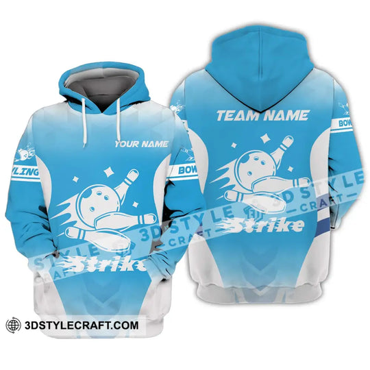 Unisex Shirt - Custom Name And Team Name Bowling Shirt, Light Blue Strike style option 3