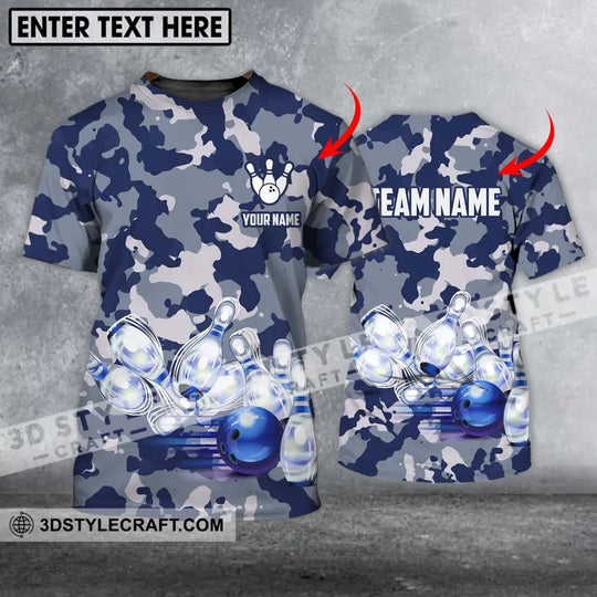 Unisex Shirt - Custom Name And Team Name Shirt, Bowling Navy Pins Shirt style option 1