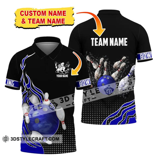 Unisex Shirt, Custom Name and Team Name Bowling Polo Shirt, Bowling Club Uniform, Bowling T-Shirt style option 3