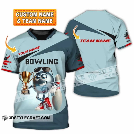 Unisex Shirt, Custom Name and Team Name Bowling Shirt, Bowling Polo Long Sleeve, Bowling Love T-Shirt style option 1