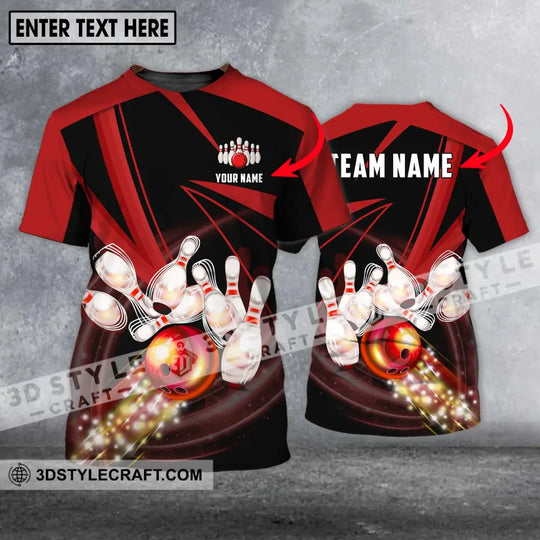 Unisex Shirt - Custom Name And Team Name Shirt, Bowling Red Line Shirt style option 1