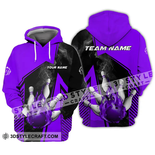 Unisex Shirt - Custom Name And Team Name Bowling Sport Shirt, Purple Ball style option 4