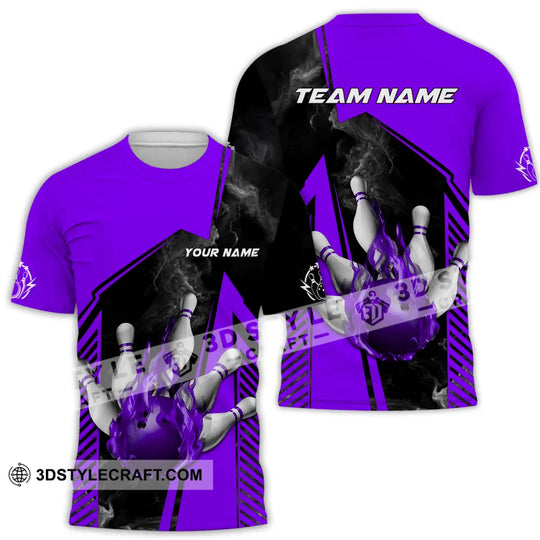 Unisex Shirt - Custom Name And Team Name Bowling Sport Shirt, Purple Ball style option 2