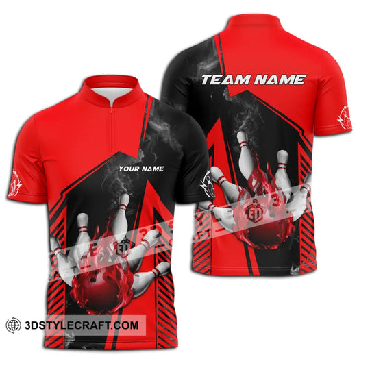 Unisex Shirt - Custom Name And Team Name Bowling Sport Shirt, Red Ball style option 3