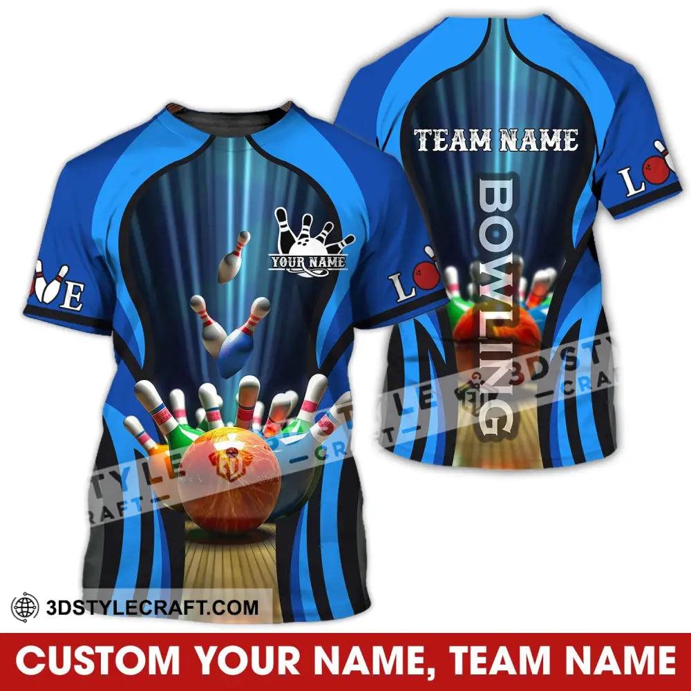 Unisex Shirt - Custom Name And Team Color Bowling Ball T-Shirt / S T-Shirt
