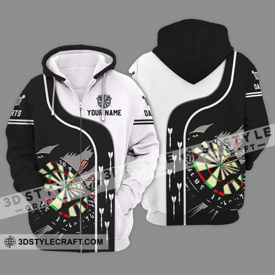 Unisex Shirt - Custom Name And Team Name Darts Shirt, Black And White style option 3