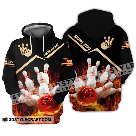 Unisex Shirt - Custom Name And Team Name Shirt, Fiery Bowling Shirt style option 3